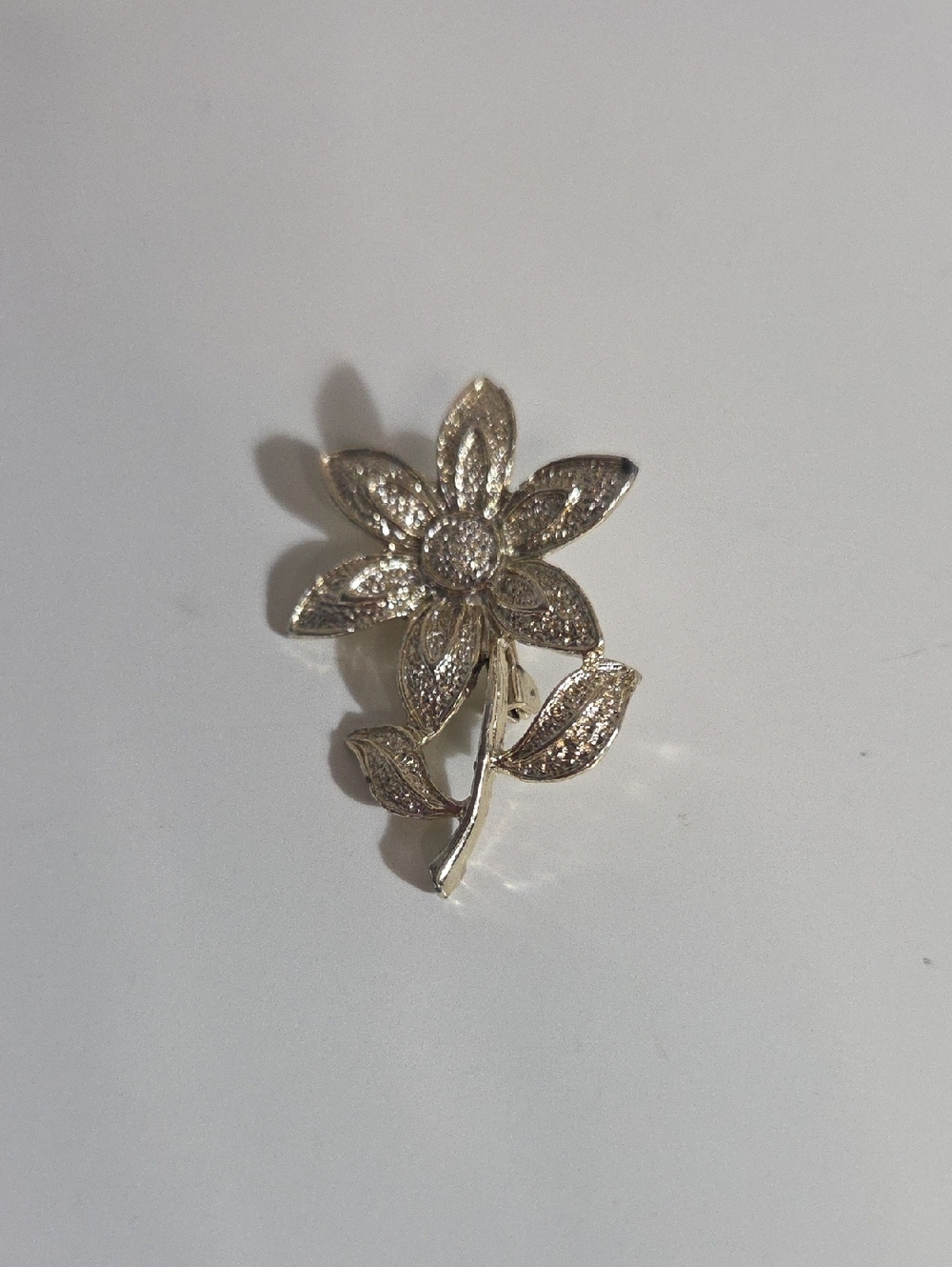 Vintage Signed GERRY'S Gold Flower Brooch Silver Tone